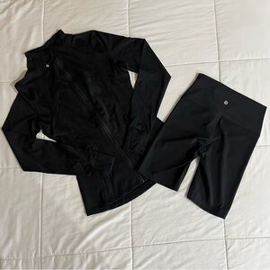 Lululemon Black Define Jacket and Shorts Activewear Set - Size 2